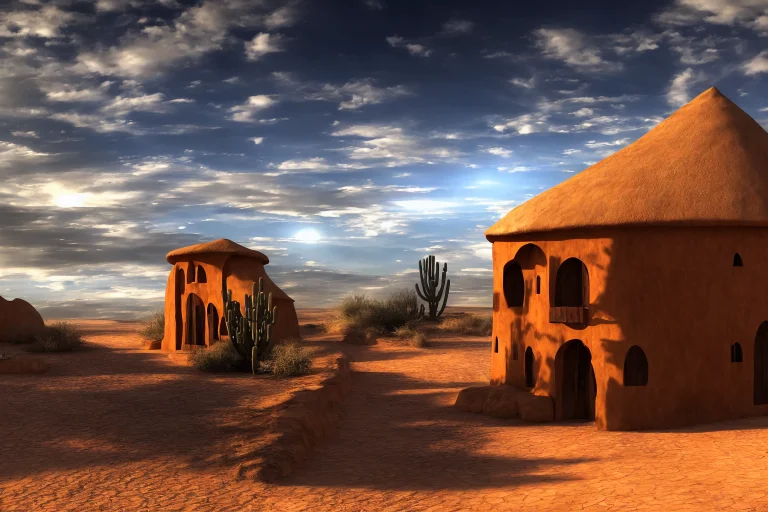 Dreamlikeart House In The Middle Of The Sahara Desert, Wood...