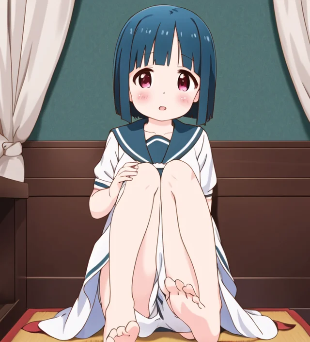 Straight On, Yuriyama, Official Art, In White Dress Sitting...