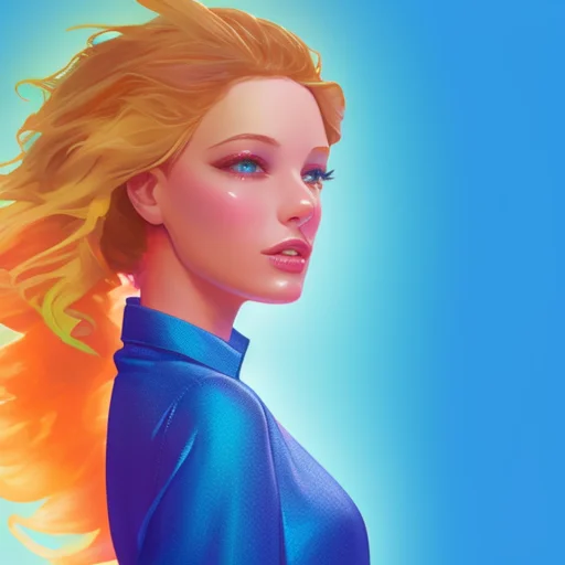 A Blonde Woman With Blue Shirt