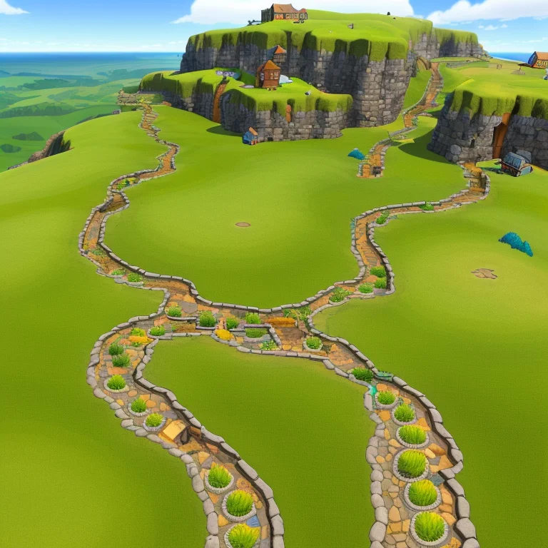 2d Dnd Battlemap,open Grassy Plain With A Cobblestone Road R...