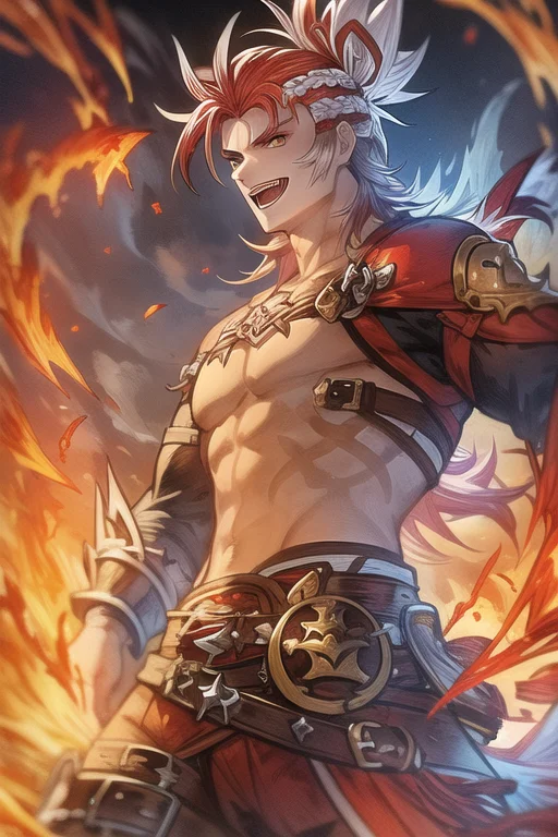 Wilnas, Granblue Fantasy, Flaming Sword, Explosion, Male Foc...