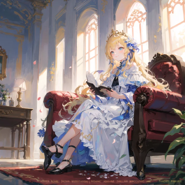 Dynamic Angle From Below, Female Small Child Princess Sittin...