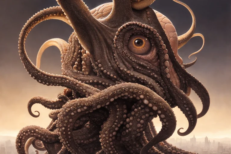 Octopus Had A Very Big Head, Big Eyes,full Body Portrait, In...