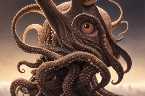 Octopus Had A Very Big Head, Big Eyes,full Body Portrait, In... — Stable Diffusion AI Prompt: Octopus had a very big head, big eyes,full body portrait, intricate, elegant, hi...