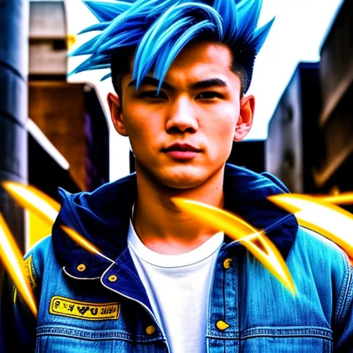 A Close Up Portrait Photo Of Trunks In Dragon Ball With Huge...