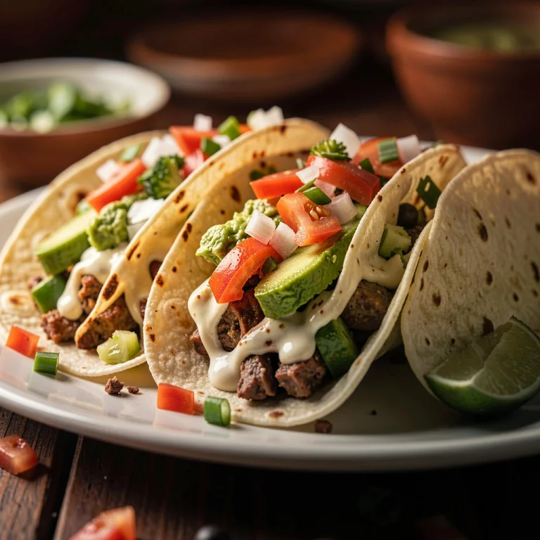 A Plate Of Tacos Loaded With Fresh Toppings, Cinematic Light...