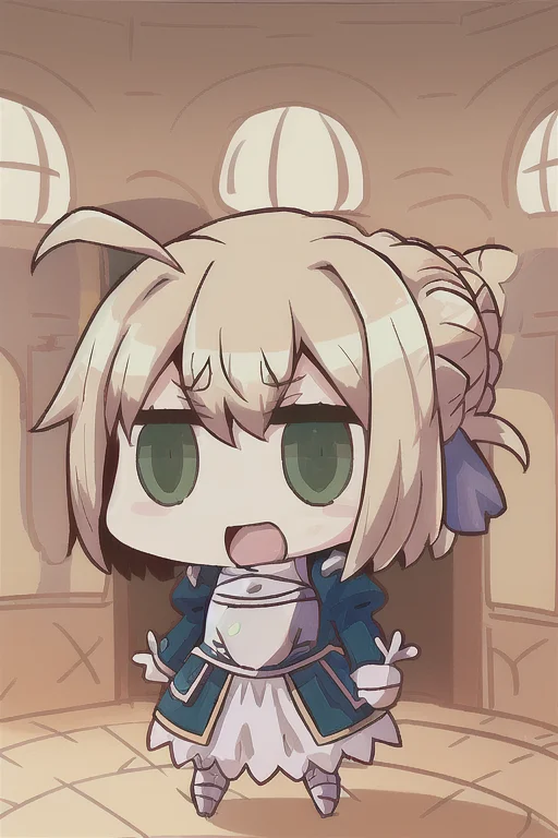 1girl, Solo, Blondehair, Longsleeves, Dress, Ribbon, Greeney...