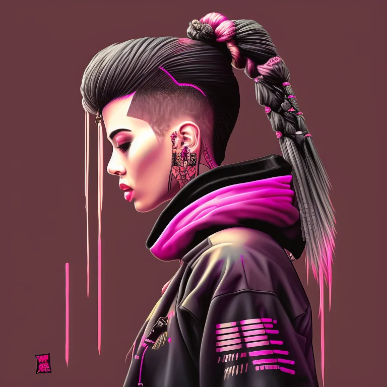 A Large And Complex Digital Painting Of A Woman With A Gun I...