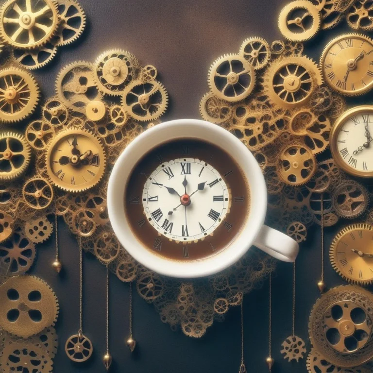 Coffee Cup Made Of Brass Gears And Clock Face, Steam Shaped...