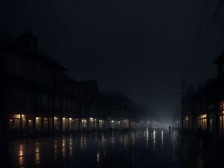A Midnight Crowded Rainy1.2 Street, Slate Gray Atmosphere, W...