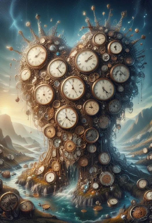 A Surreal Landscape Filled With Melting Clocks And The Intri...