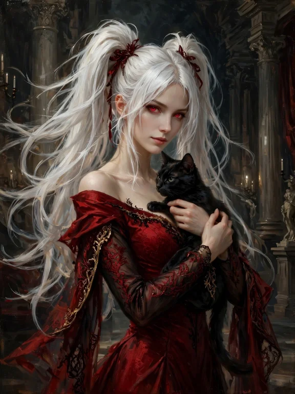 A Dramatic Portrait Of A Woman With Striking Red Eyes And Fl...