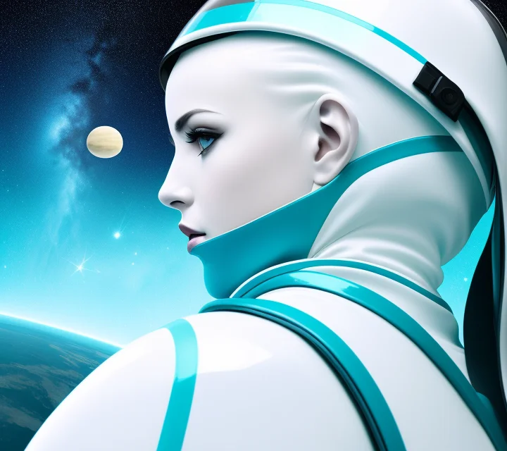 White  Deep Aquamarine Latex, Hyperrealistic, Nun, European...