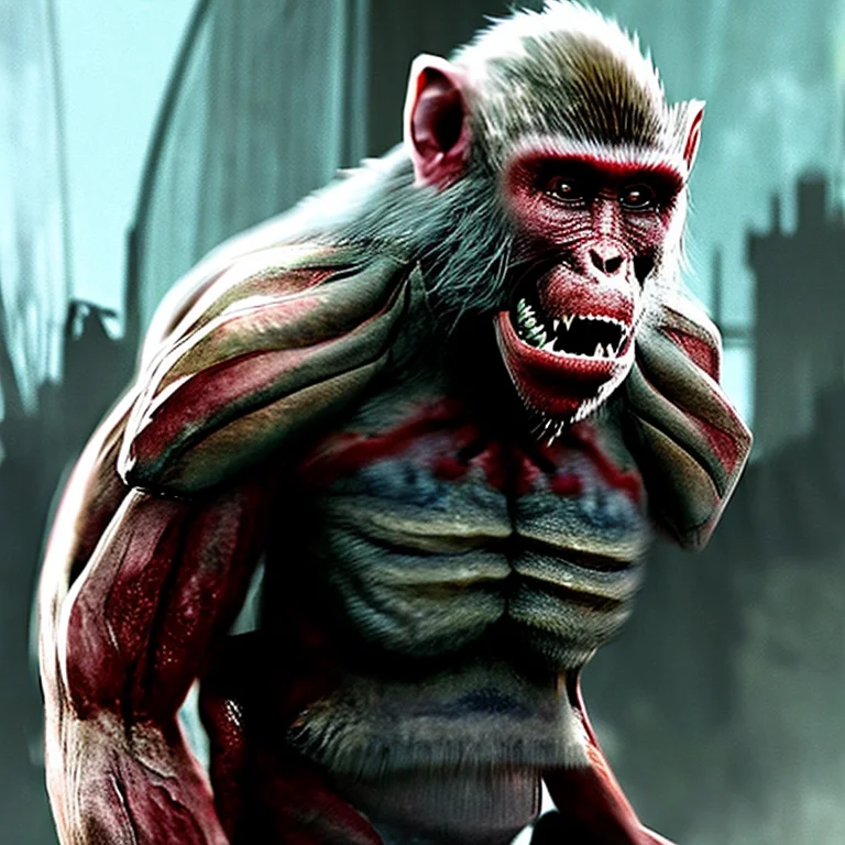 Face Of Japanese Macaque , Volumetric Lighting, Magical, Sca...