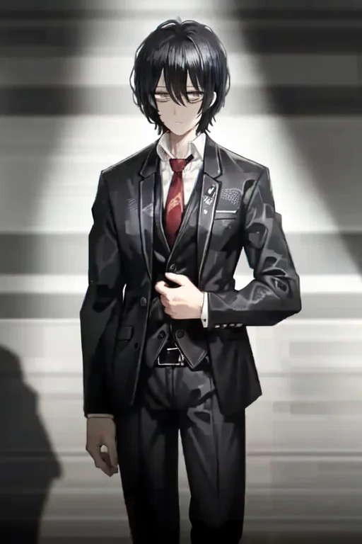 1man1.2, Solo, Dynamic Angle, Black Hair, Black Eyes, Dot Pu...