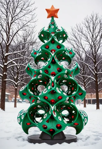 Gyroid Christmas Tree, Winter — SDXL AI Prompt: gyroid Christmas tree, winter