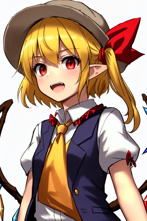 Skistyle, 1girl, Flandre Scarlet, Blonde Hair, Hat, Mob Cap,...