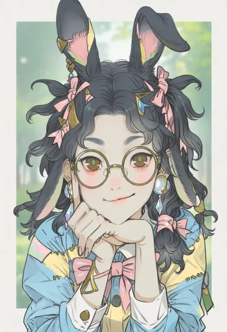 1girl, Rabbit Girl, Brown Eyes, Black Hair, Parted Bangs, Wa... — Stable Diffusion AI Prompt: 1girl, rabbit girl, brown eyes, black hair, parted bangs, wavy hair, medium hair...