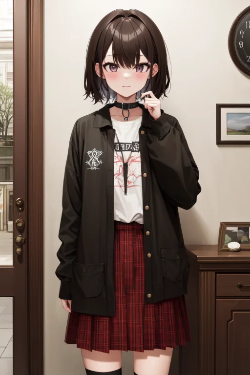 Masterpiece, Bestquality, 1girl, Solo, Goth, Plaid Skirt, Lo...