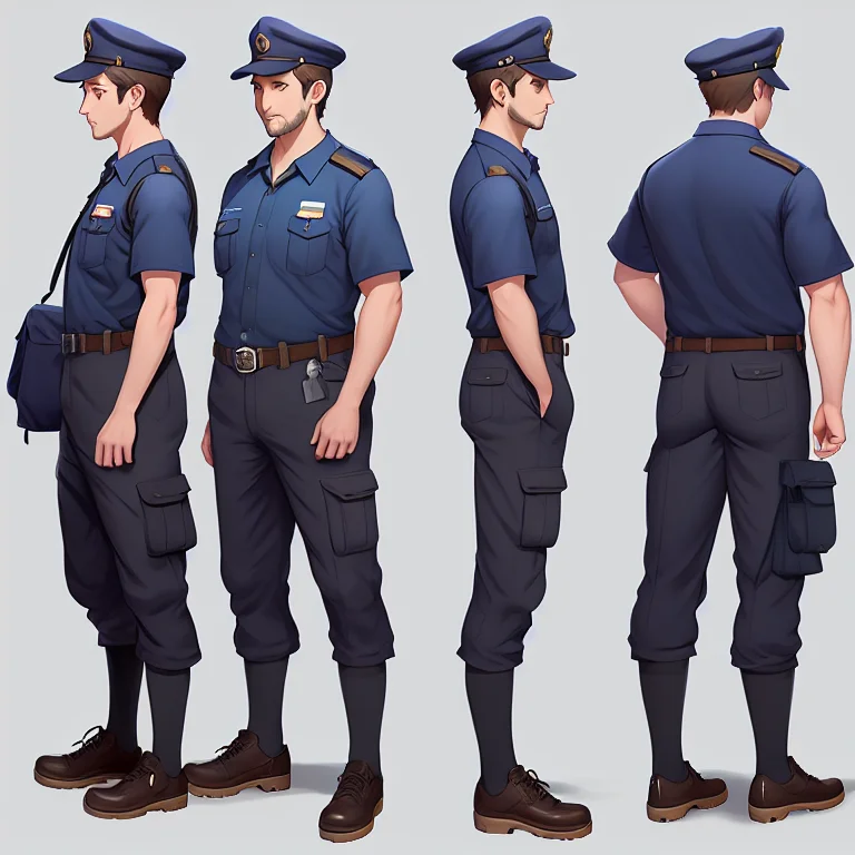 Highly Detailed Full Body Of Character Turnaround Of A Mailm...