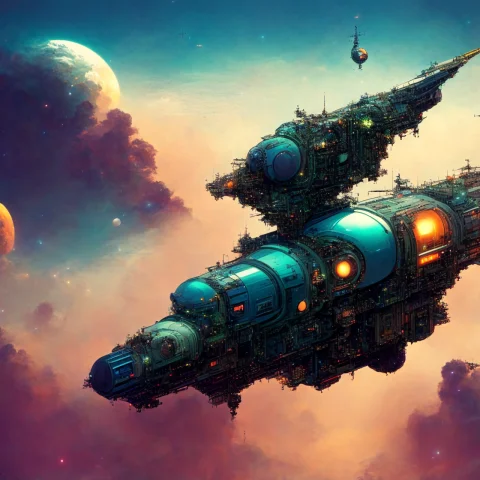 Photo, A Spaceship Lost In Deep Space, Find A New Planet, A... — Stable Diffusion AI Prompt: photo, a spaceship lost in deep space, find a new planet, a zombie outbreak in a...