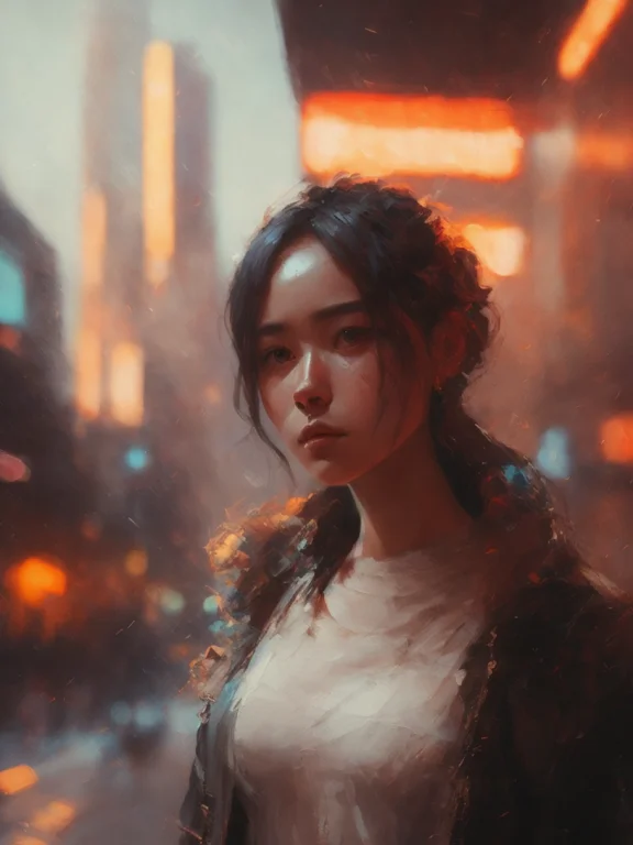 A Painting Of A Character Standing In A City, A Character Po...