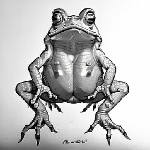 A Portrait Of A Toad, Closeup, Drawing, Detailed Loramonogra...