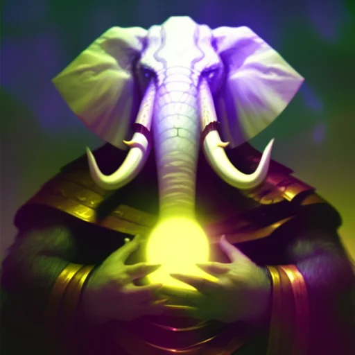 Portrait Of An Loxodonperson Warlock, Medieval, Volumetric L...