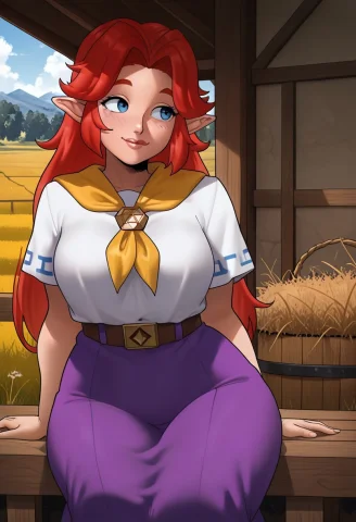Echosaberstyle, Malon, 1girl, Solo, Red Hair, Blue Eyes, Lon... — Stable Diffusion AI Prompt: echosaber_style, malon, 1girl, solo, red hair, blue eyes, long hair, lips, white...