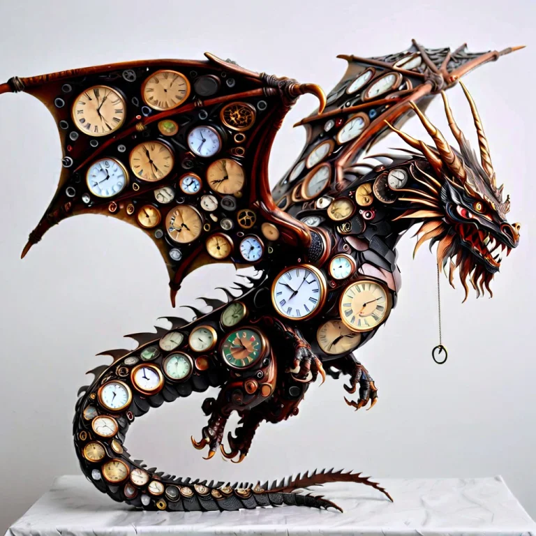 Dragon Made Of Clocks, Clockstyle, Masterpiece, High Quality...