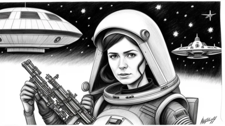 Sci-fi, Sketch, Soviet Spaceship, 60x Style, Woman In Unifor...