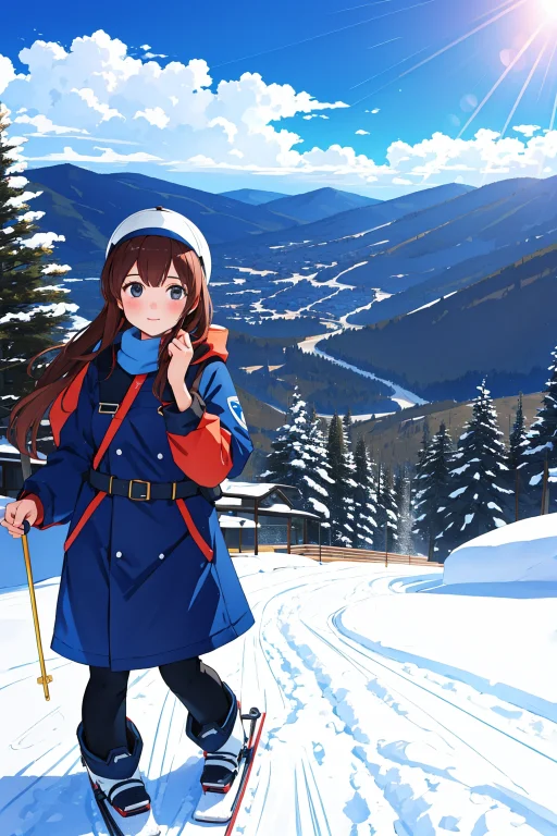 1girl, Lorawatao0.8, Landscape Of A Dull Ski Resort, Summer,...