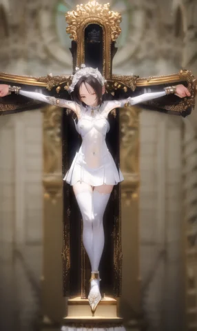 Masterpiece,best Quality,1girl,thecross,full Body,cuffs,deta... — Stable Diffusion AI Prompt: (masterpiece,best quality),1girl,thecross,full body,cuffs,detailed face,