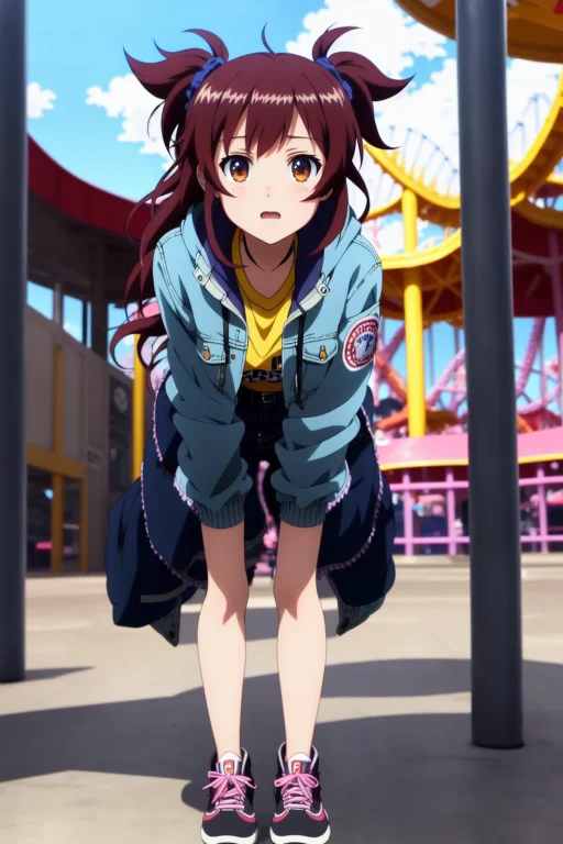 Sfw, 1girl, Solo Focus, Full Body, From Below, Looking At Vi...