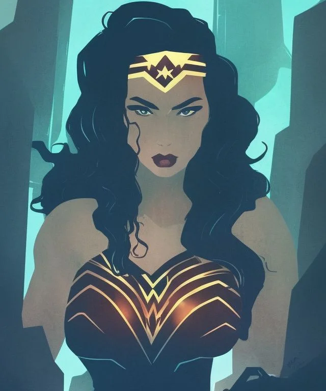 Darkflatartai1.1 Wonder Woman, With Bright Eyes Standing In...