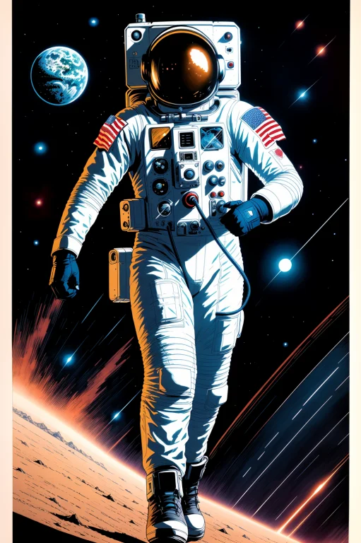 Astronaut Comic Art. Comic Book Cover Art. Photorealistic In...