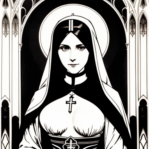 A Waist High Portrait Of A Sexy Nun, Arcane Robes, Amazing B...