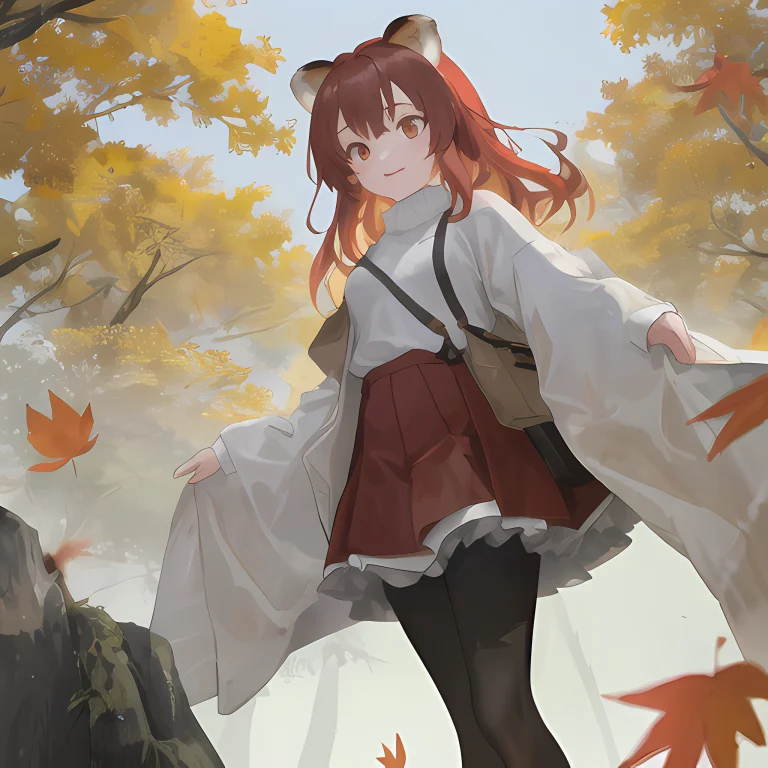 Anime Red Panda Girl Falling From The Top Of A Tree, Their A...