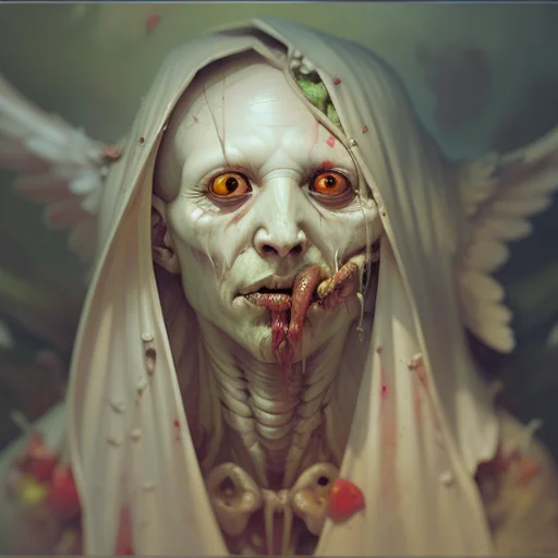Art Horror By Apterus. Disturbing Art, An Angel Saint Head W...