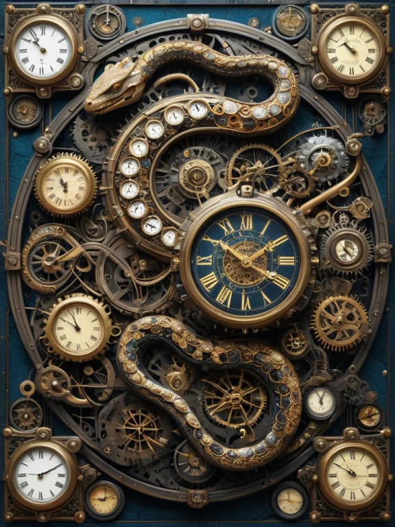 Clockstyle, Loraclockstyle-0000090.35 Snake Made Of Clocks0....
