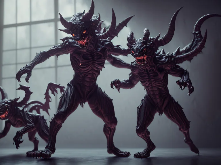 Full Body Pose,hyperrealistic Photograph Of Cute Demons,dim...