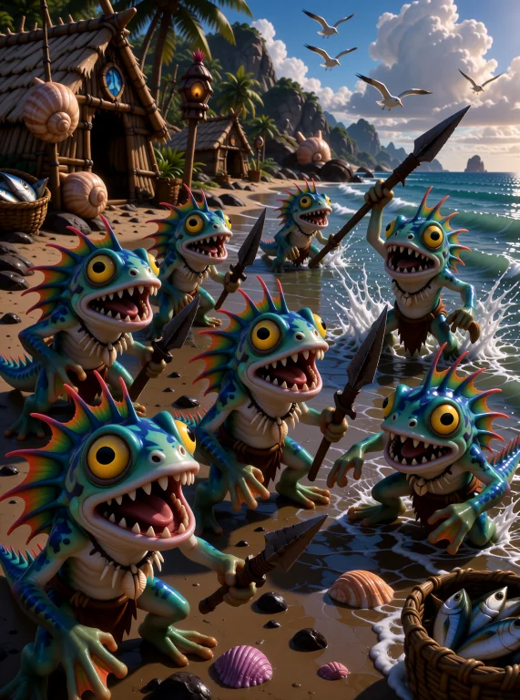 Warcraft, Group Of Murlocs, Five Small Amphibious Humanoid C...