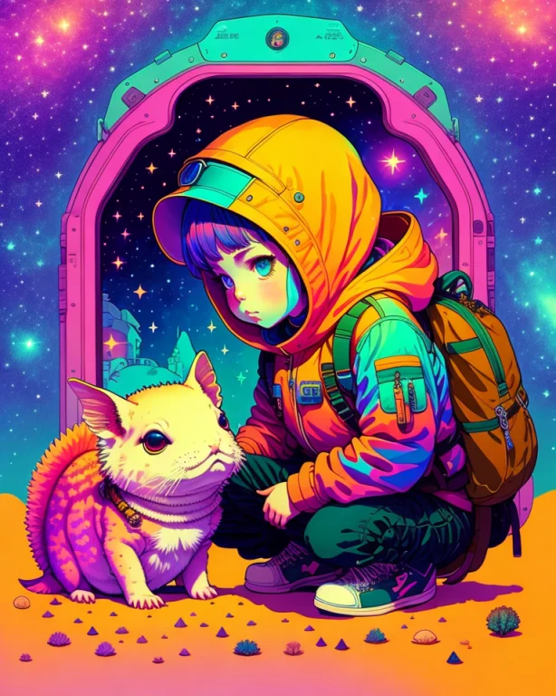 Photo Of A Explorer With An Axolotl As A Pet Inside The Spac...