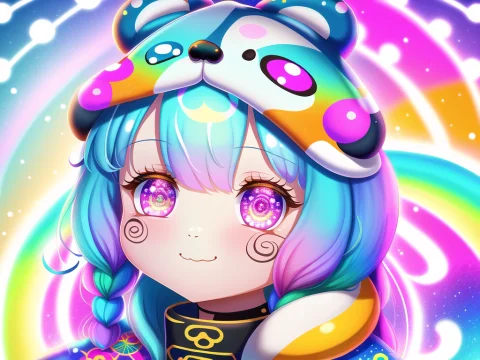 Celestial, Psychedelic, Panda Girl, Intricate Details0.9, Ha... — Stable Diffusion AI Prompt: celestial, psychedelic, panda girl, (intricate details:0.9), happy