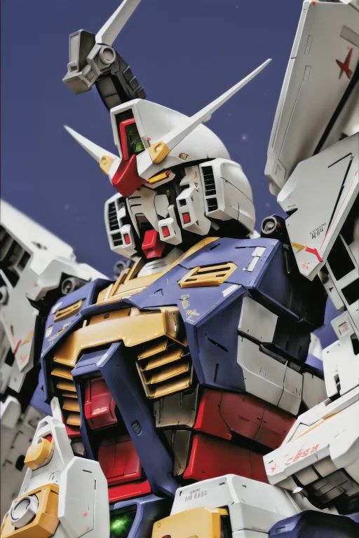 A Giant Gundam Rx78 1.2 Robot With A Gun In Its Hand And Shi...