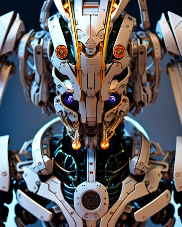 Dvmech, Mecha Face. 85mm, F1.8, Robot Portrait, Glossy Ceram...