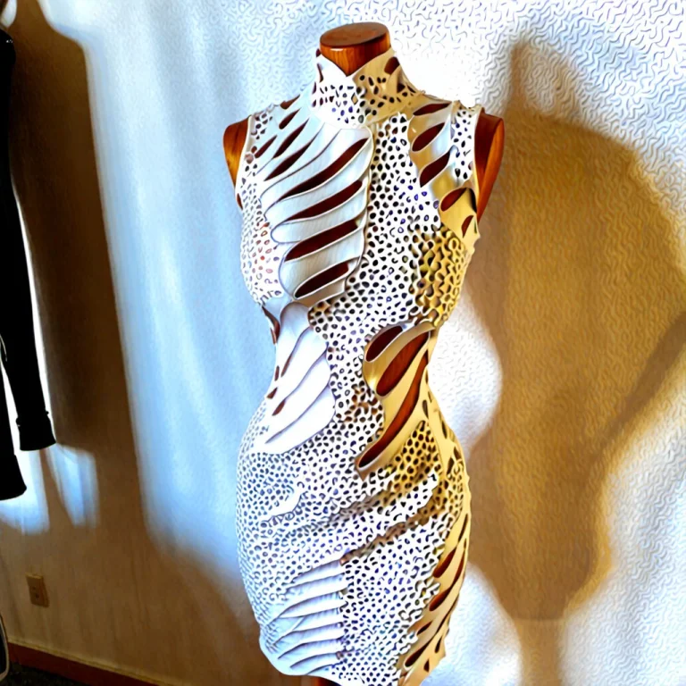 Gyroid Shape White Dress On Display