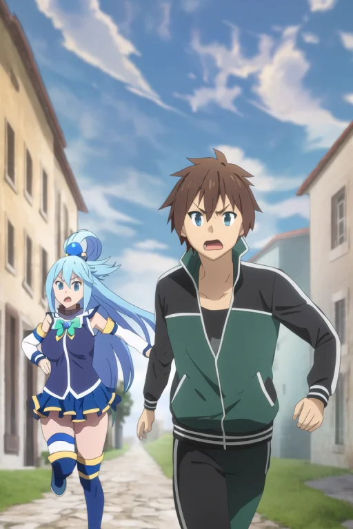 Axel Sky Kazuma, Tracksuit, Running, Angry Aqua, Running, Sc...