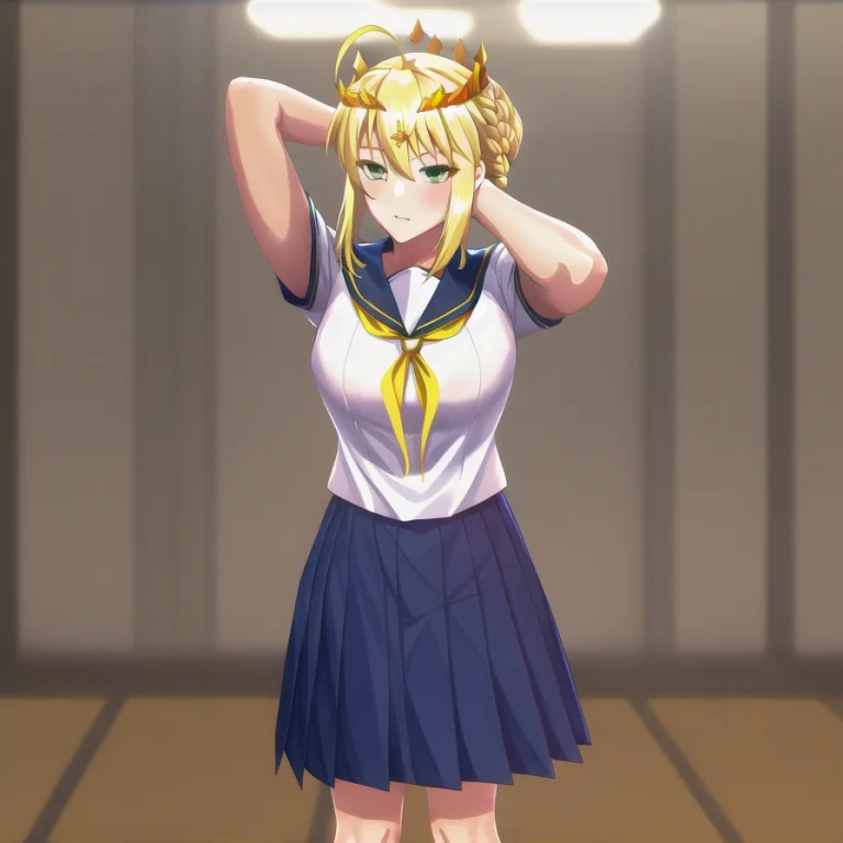 1girl, Full Body, Blurry Background, Loraartolanc V41, Ahoge...