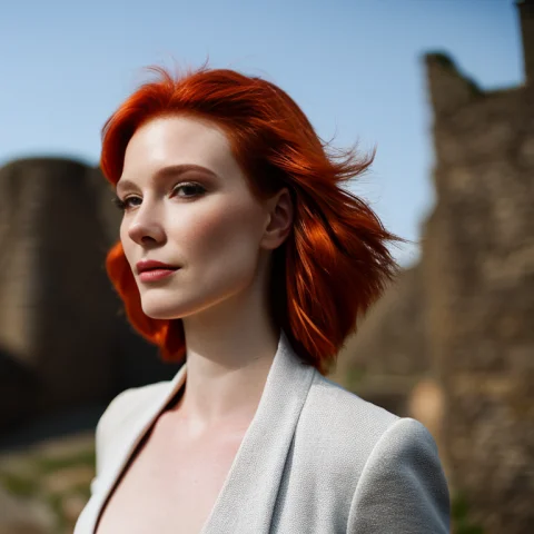 A Close Up Portrait Photo Of 30 Y.o Woman, Redhair, Short Ha... — Stable Diffusion AI Prompt: a close up portrait photo of 30 y.o woman, redhair, short haircut, pale skin, sl...